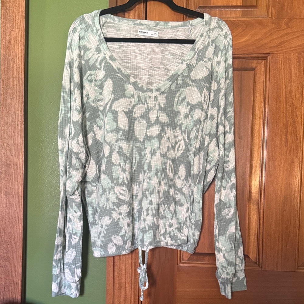 Michael Stars Mint Green Patterned Long Sleeve Top
